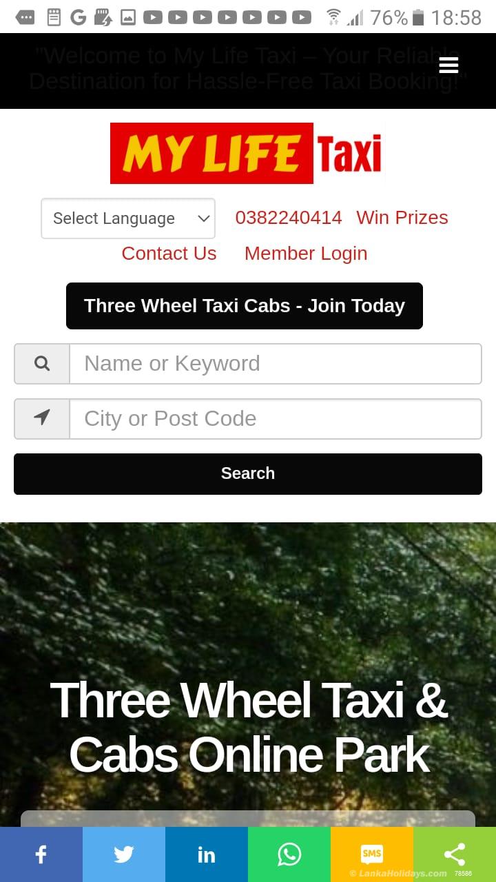 MyLife taxi mobile site